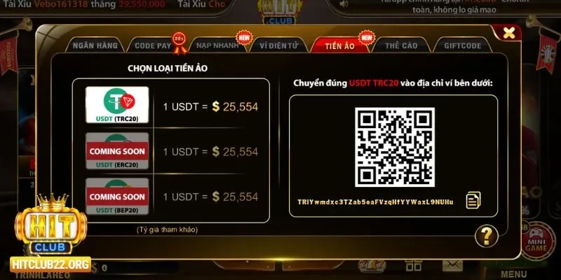 Các phương thức nạp tiền phổ biến vào Hitclub